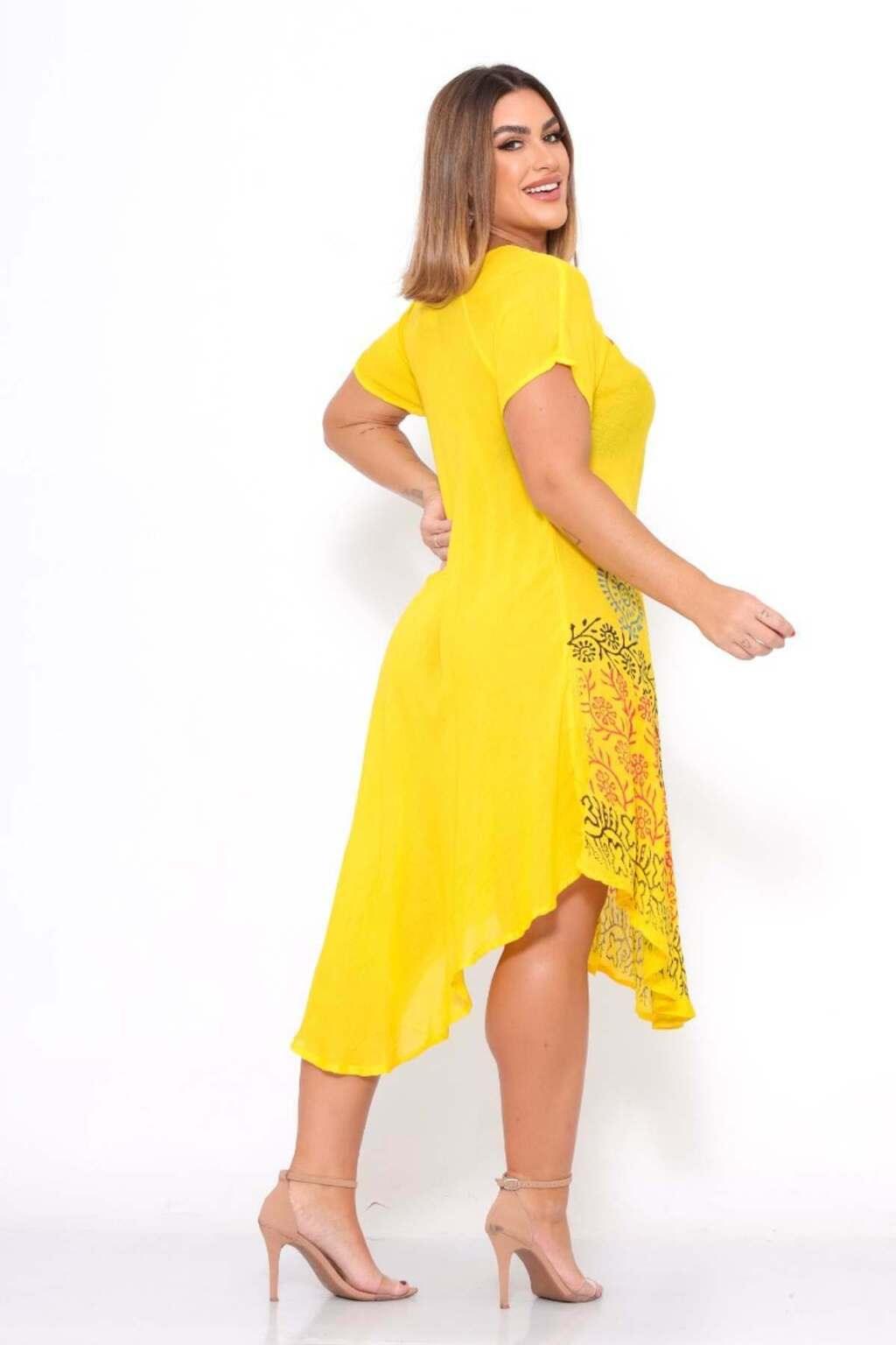 Vestido Trapézio Ajustável Luz de Kahina Manga Curta