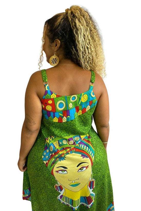 Vestido Trapézio Ajustável African Life Viscose Coleção Premium 6361
