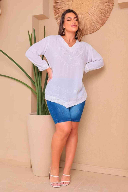 Bata Indiana Branca Encanto Boho Nature Manga Longa Coleção Especial 549