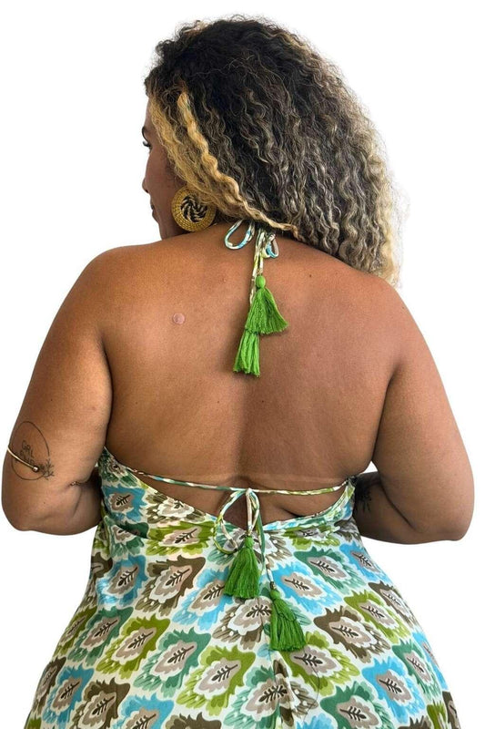 Vestido Longo Vibe Étnica Boho Vintage Coleção Premium 1254
