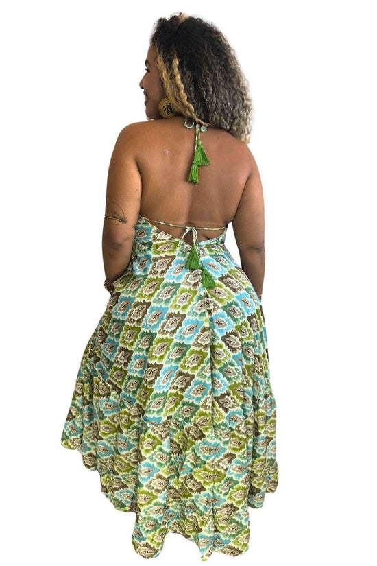 Vestido Longo Vibe Étnica Boho Vintage Coleção Premium 1254