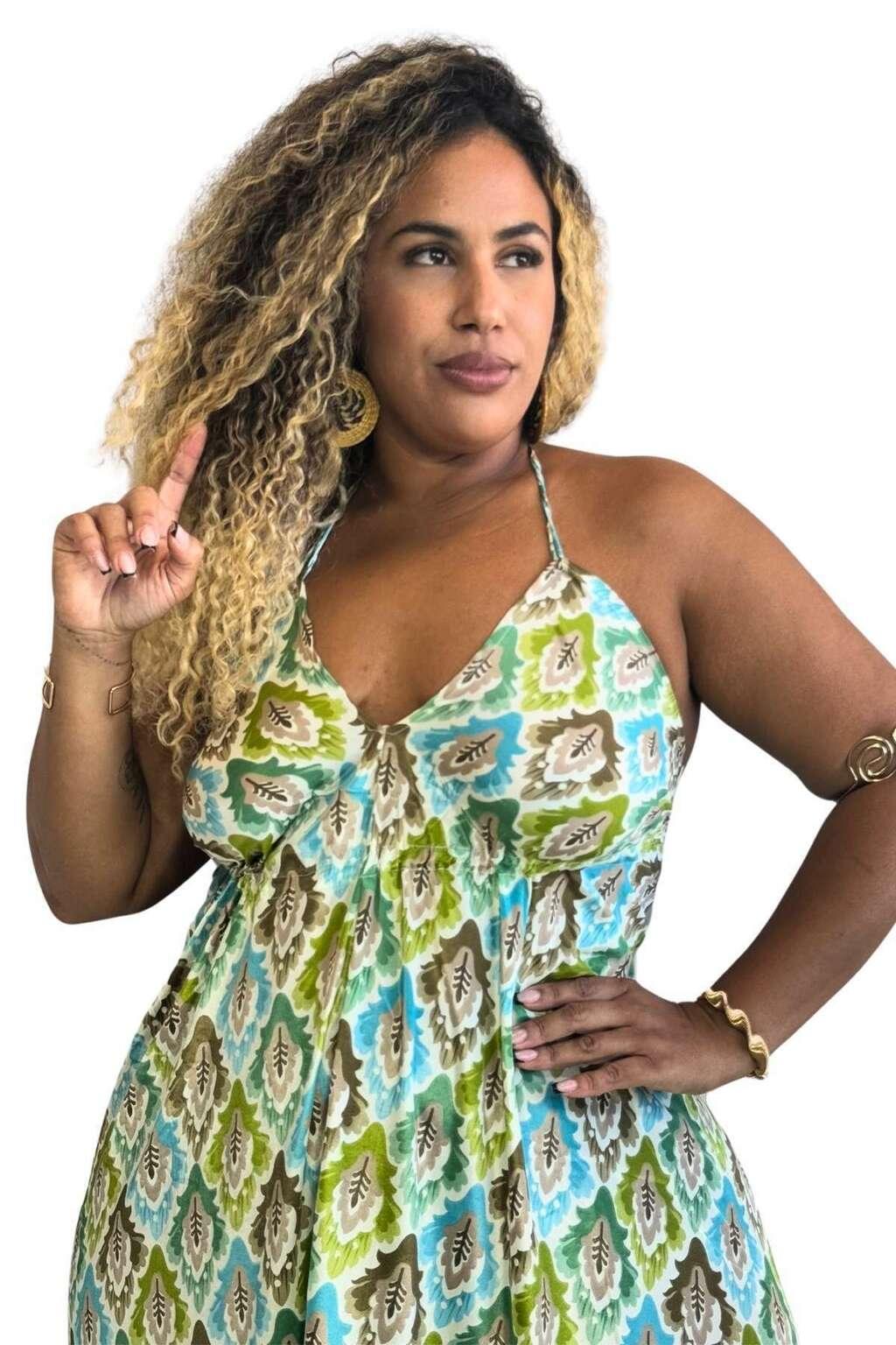 Vestido Longo Vibe Étnica Boho Vintage Coleção Premium 1254