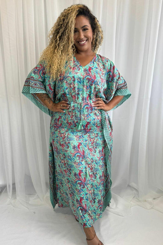 Kaftan Longa Seda Indiana Sonho Boho Coleção Premium 8855
