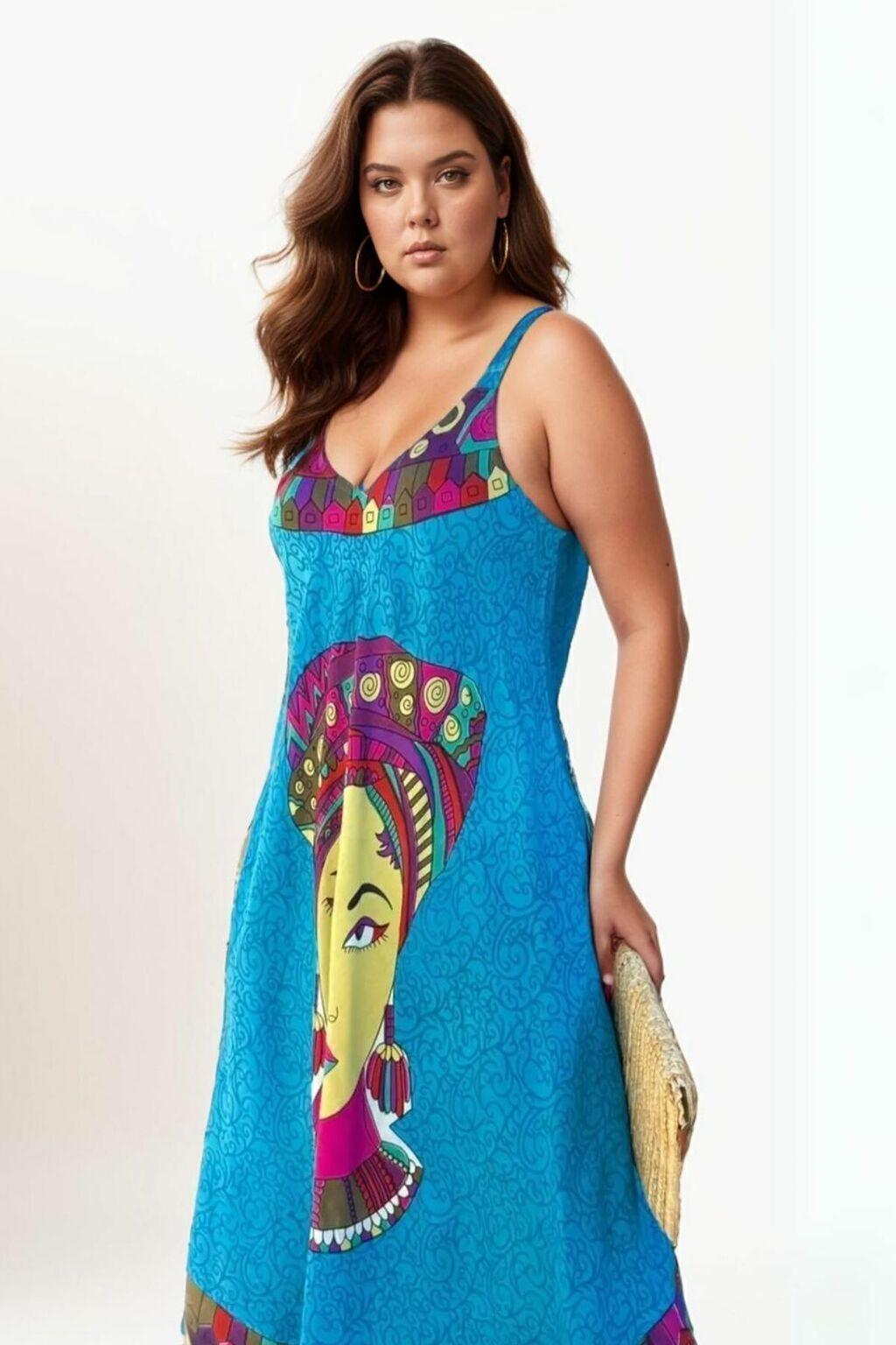 Vestido Trapézio Ajustável African Life Viscose Coleção Premium 8332