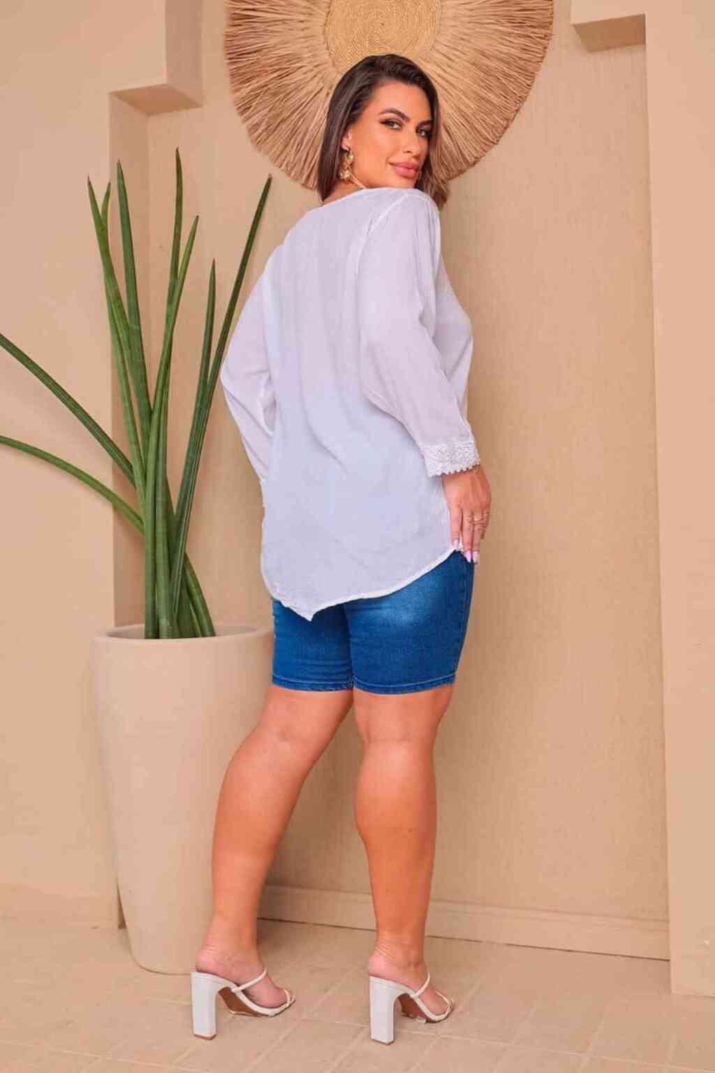Bata Indiana Branca Encanto Boho Nature Manga Longa Coleção Especial 549