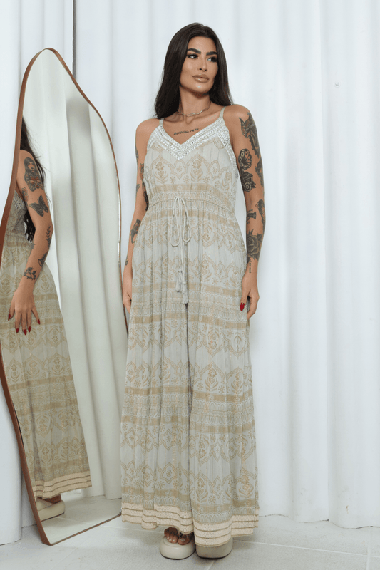 Vestido Longo Jardim Boêmio Coleção Luxo Boho 5744