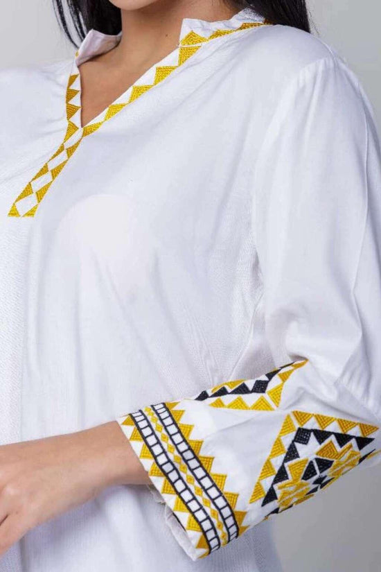 Bata Indiana Branca Sonho Clássico Bordada Algodão Coleção Luxo 7576