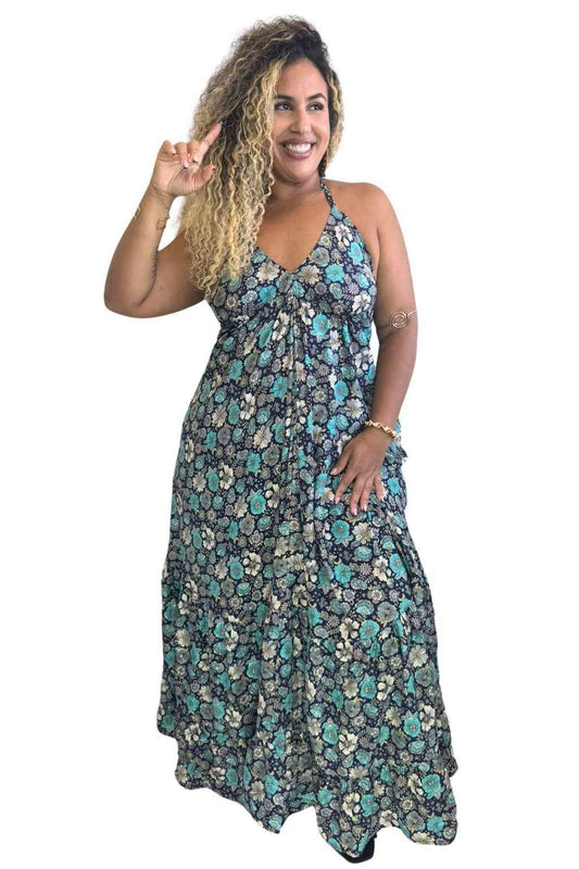 Vestido Longo Vibe Étnica Boho Vintage Coleção Premium 9866