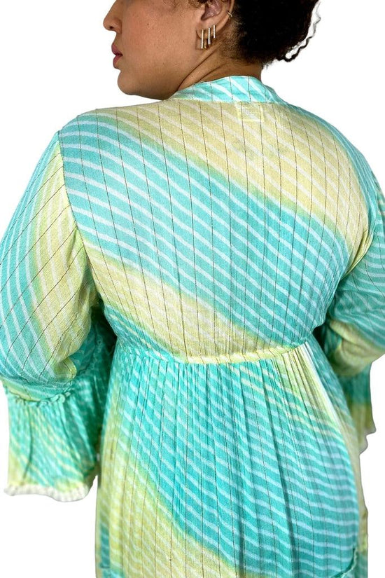 Vestido Boho Longo Green Lurex Manga Longa Coleção Premium 1256