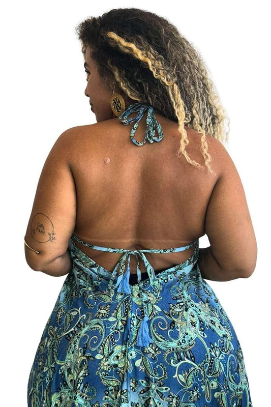 Vestido Longo Vibe Étnica Boho Vintage Coleção Premium 7015