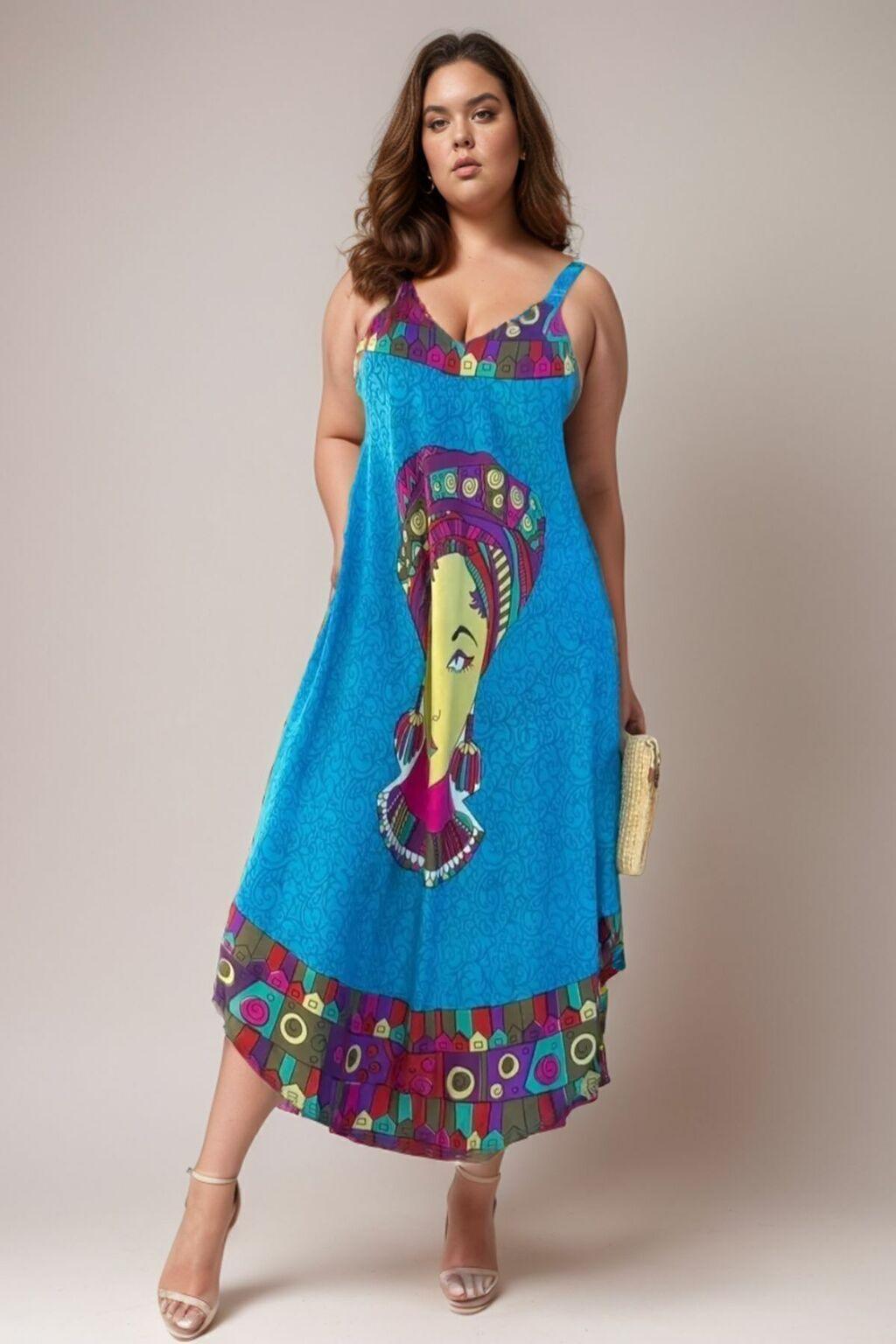 Vestido Trapézio Ajustável African Life Viscose Coleção Premium 8332