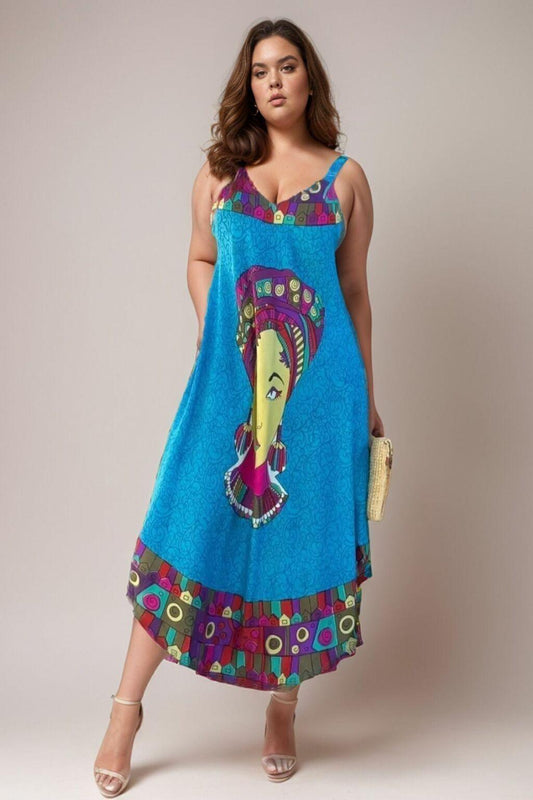 Vestido Trapézio Ajustável African Life Viscose Coleção Premium 8332