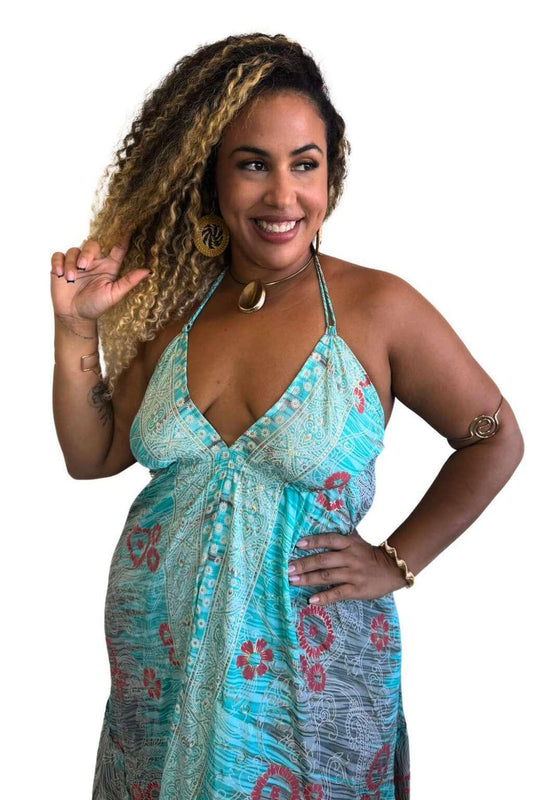 Vestido Longo Vibe Étnica Boho Vintage Coleção Premium 2762