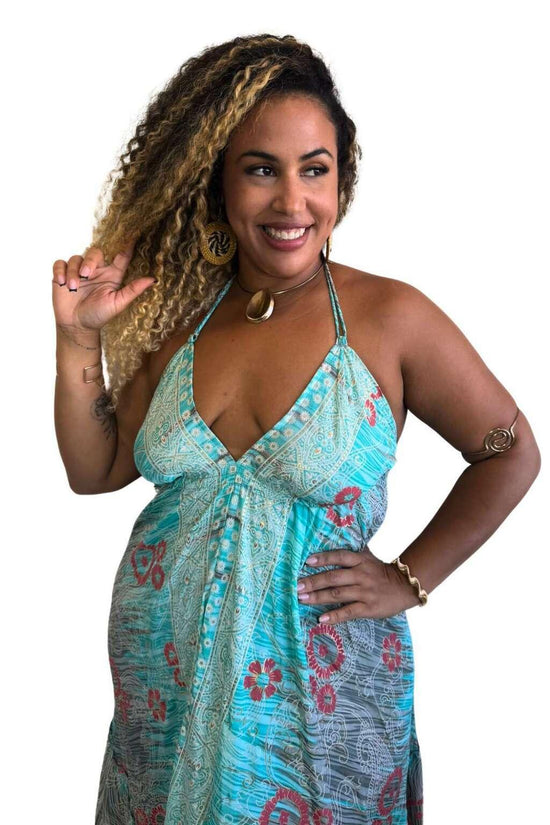 Vestido Longo Vibe Étnica Boho Vintage Coleção Premium 2762