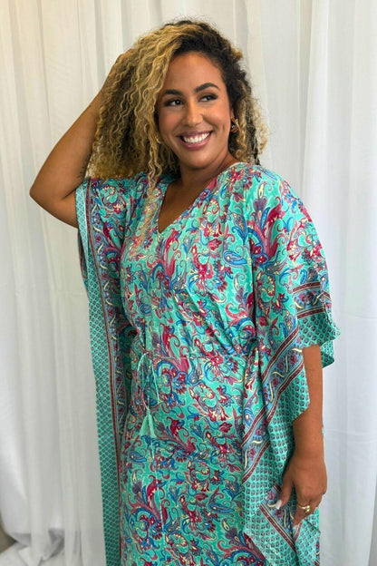 Kaftan Longa Seda Indiana Sonho Boho Coleção Premium 8855.