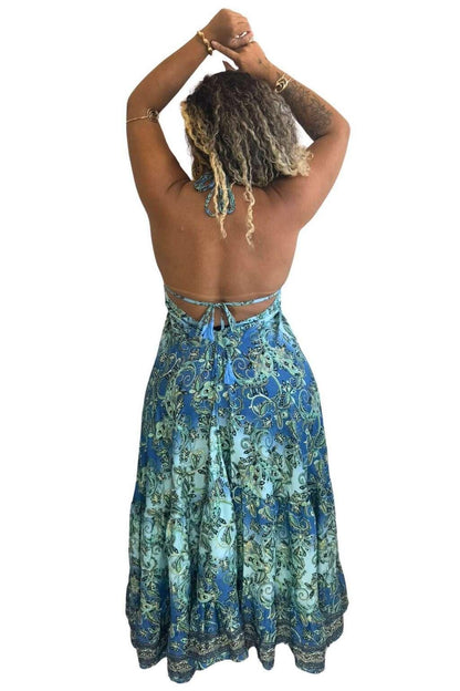 Vestido Longo Vibe Étnica Boho Vintage Coleção Premium 7015.