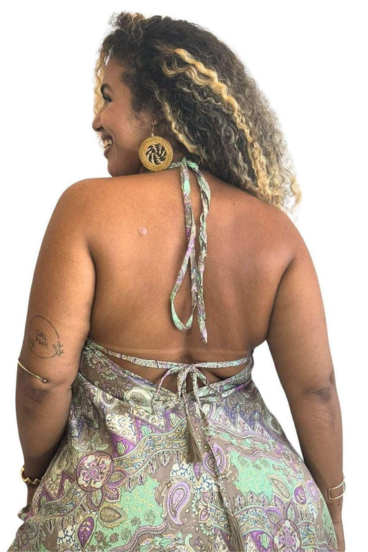 Vestido Longo Vibe Étnica Boho Vintage Coleção Premium 5628
