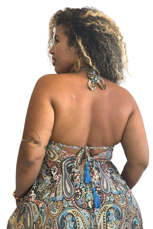 Vestido Longo Vibe Étnica Boho Vintage Coleção Premium 4203