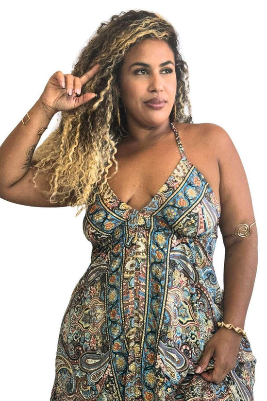 Vestido Longo Vibe Étnica Boho Vintage Coleção Premium 4203