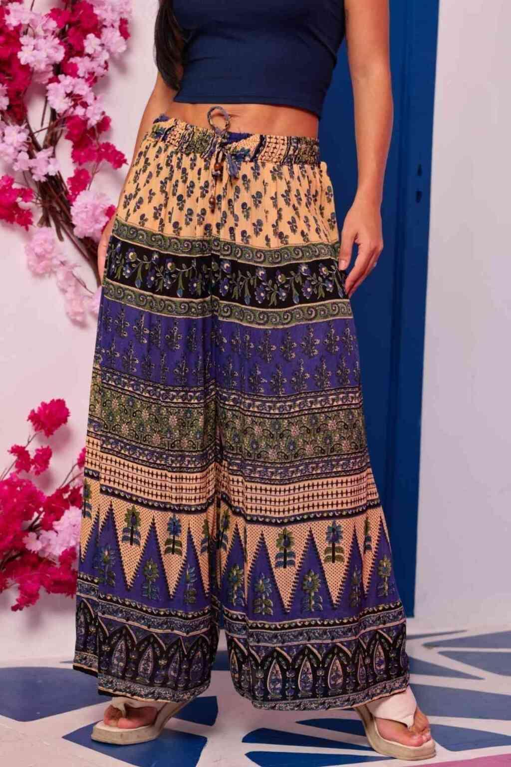 Calça Indiana Panta Ajustável Estampa Maia Viscose 4262