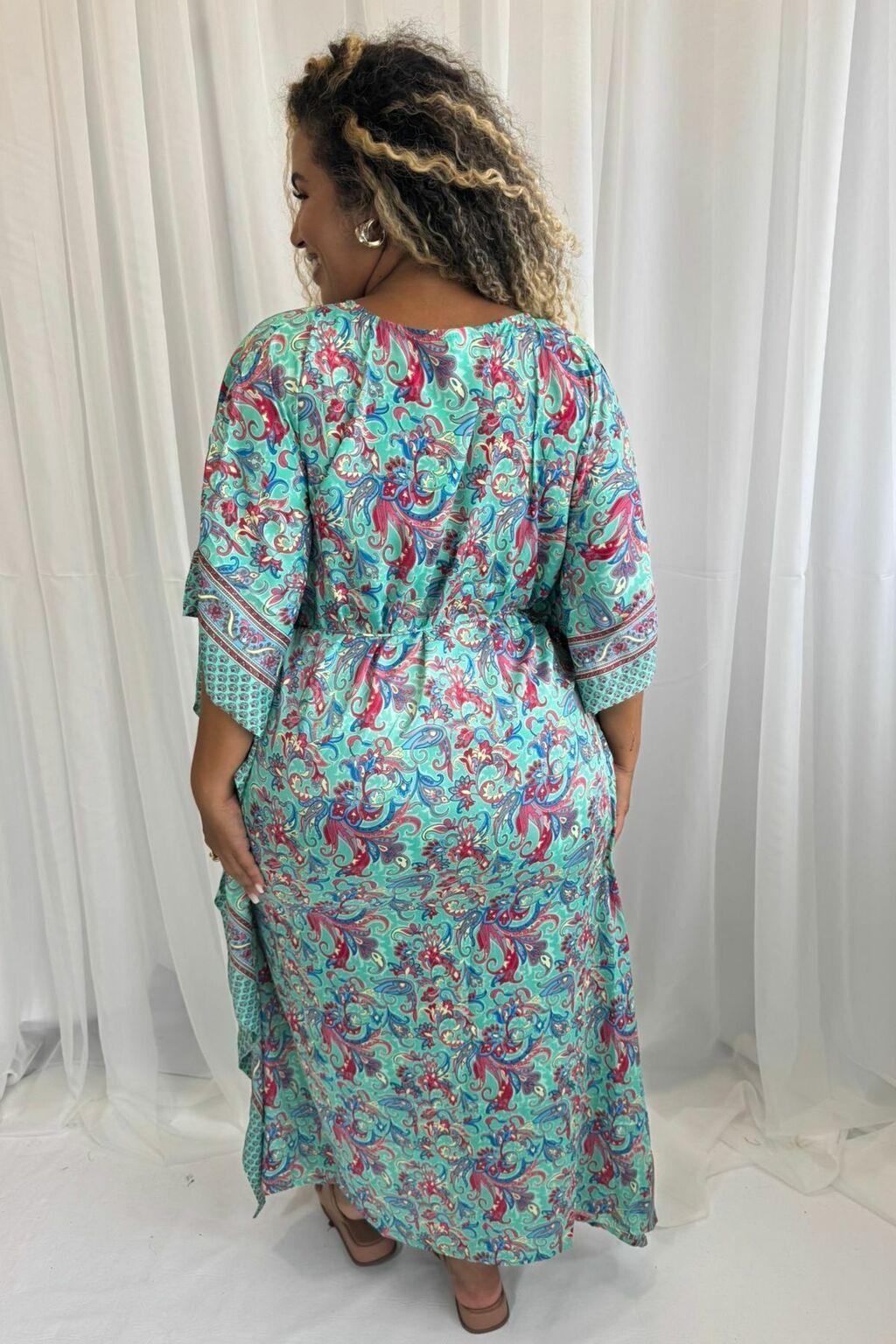 Kaftan Longa Seda Indiana Sonho Boho Coleção Premium 8855
