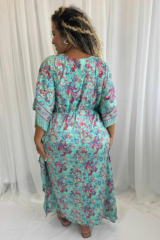 Kaftan Longa Seda Indiana Sonho Boho Coleção Premium 8855