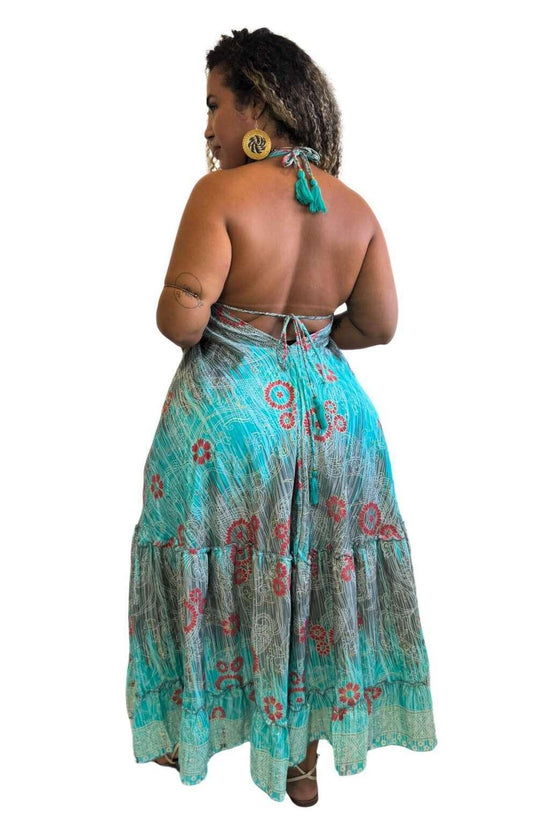Vestido Longo Vibe Étnica Boho Vintage Coleção Premium 2762