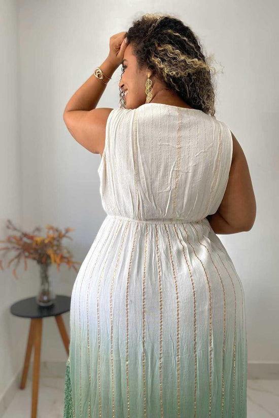 Vestido Longo Luz do Mediterrâneo Bordado Coleção Luxo 9278