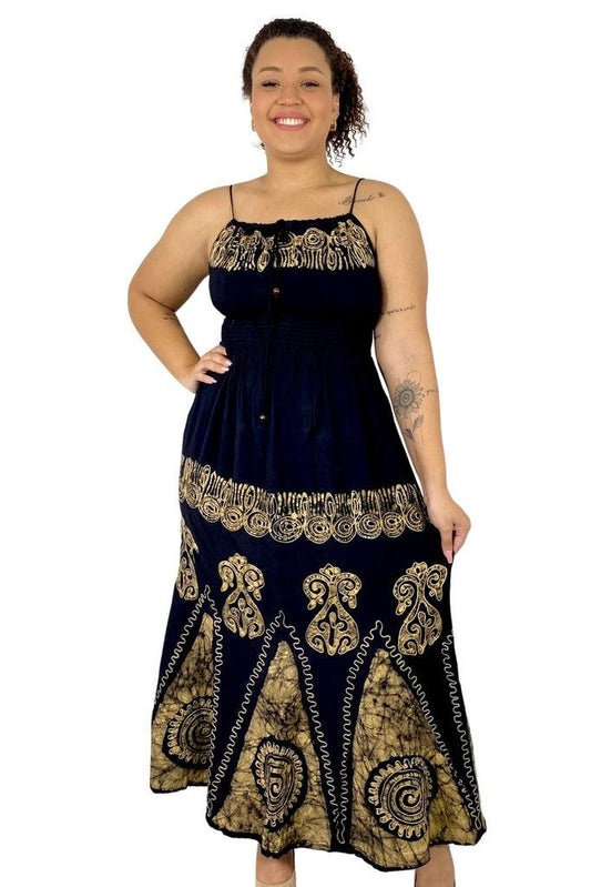 Vestido Black Longo Bordado Stone Coleção Viscose Premium 1137