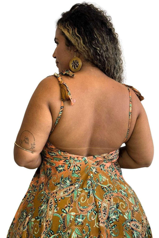 Vestido Longo Vibe Étnica Boho Vintage Coleção Premium 4496