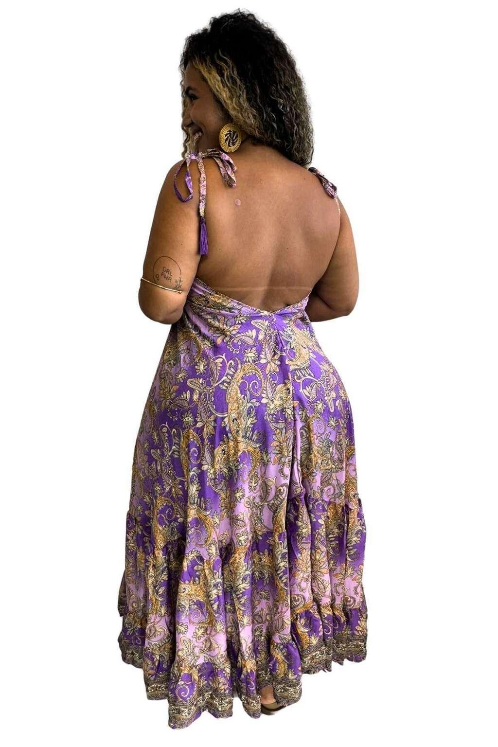 Vestido Longo Vibe Étnica Boho Vintage Coleção Premium 4865