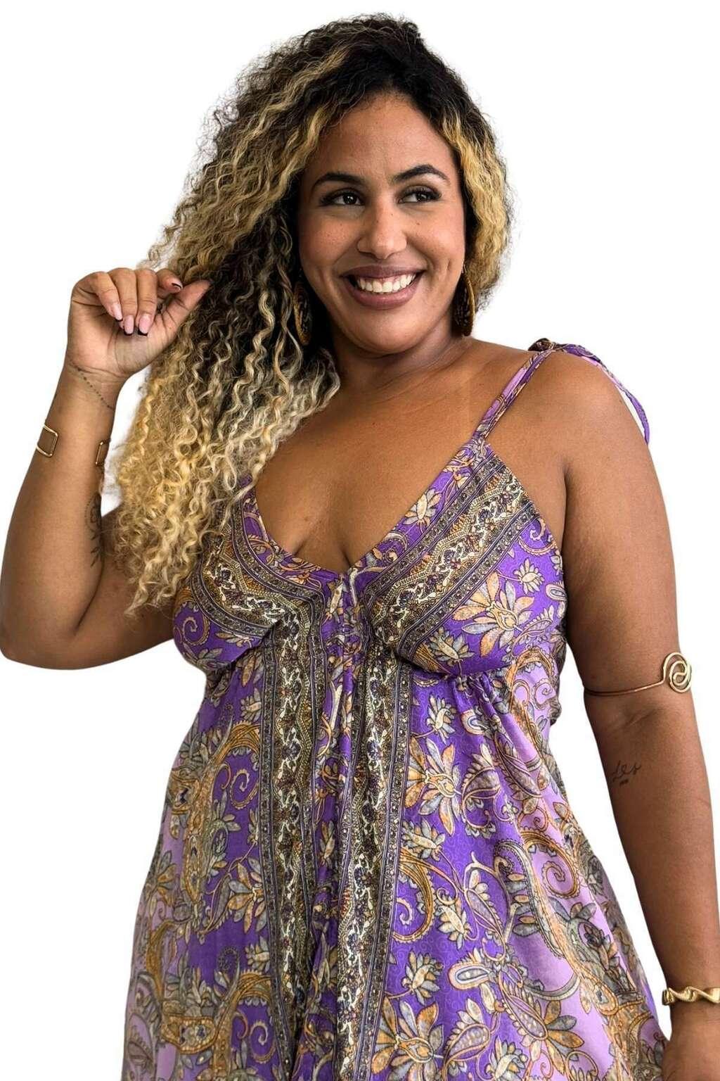 Vestido Longo Vibe Étnica Boho Vintage Coleção Premium 4865