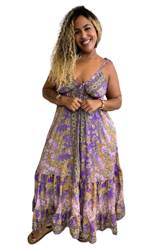Vestido Longo Vibe Étnica Boho Vintage Coleção Premium 4865