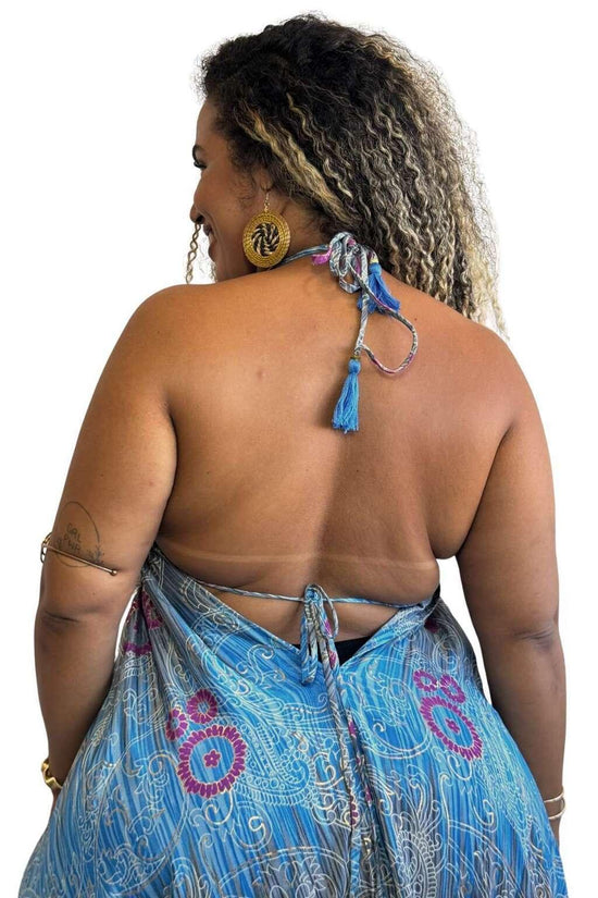 Vestido Longo Vibe Étnica Boho Vintage Coleção Premium 6381