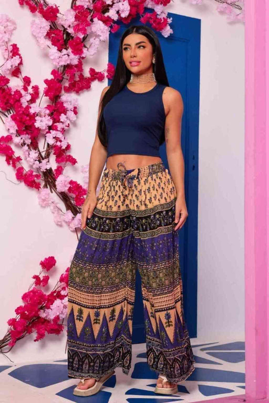 Calça Indiana Panta Ajustável Estampa Maia Viscose 4262