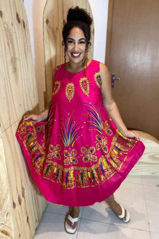 Vestido Trapézio Ajustável Paisley Radiante Viscose Ajustável Coleção Premium 4163