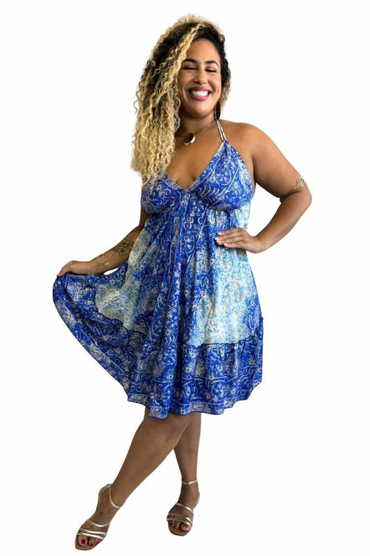 Vestido Curto Vibe Indiana Boho Vintage Coleção Premium 9747