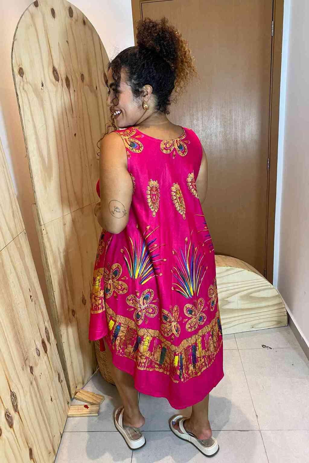 Vestido Trapézio Ajustável Paisley Radiante Viscose Ajustável Coleção Premium 4163