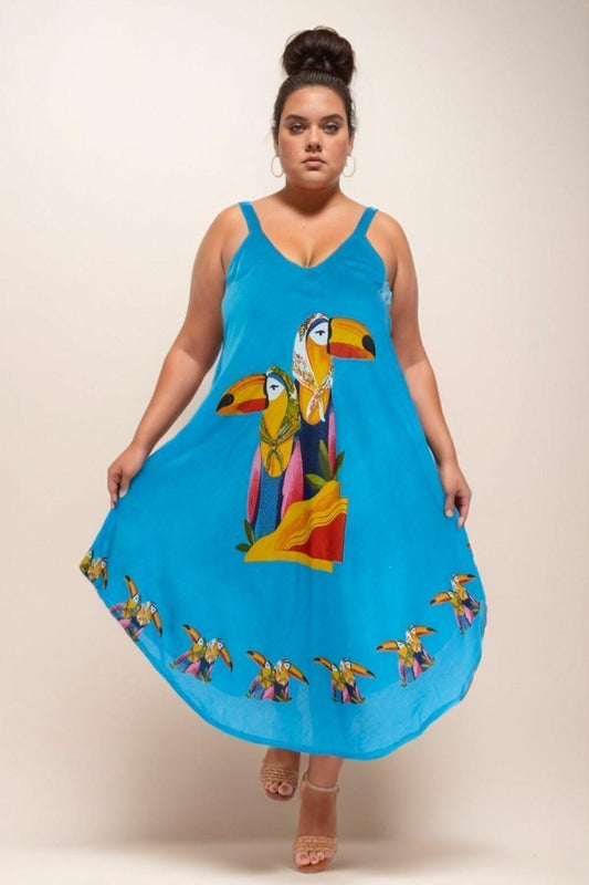 Vestido Trapézio Ajustável Tropical Vibes Soltinho Viscose Coleção Premium 2774