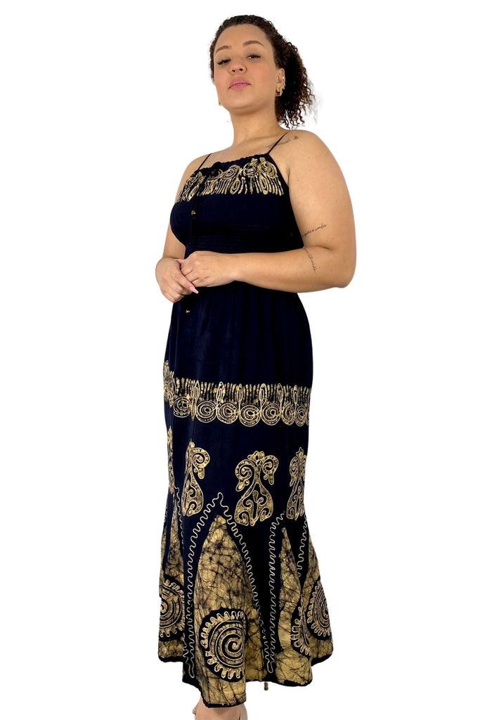 Vestido Black Longo Bordado Stone Coleção Viscose Premium 1137