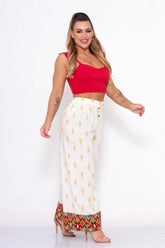 Calça Indiana Feminina Branca Estampada Coleção Vibe Maia - Indra Moda Indiana