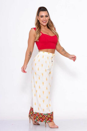 Calça Indiana Feminina Branca Estampada Coleção Vibe Maia - Indra Moda Indiana
