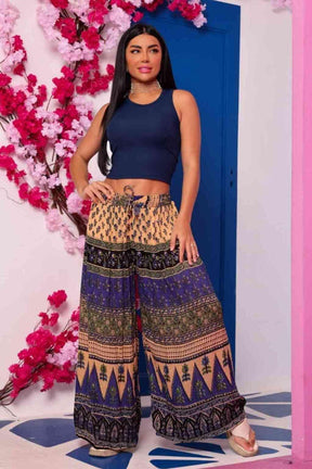 Calça Indiana Panta Ajustável Estampa Maia Viscose - Indra Moda Indiana