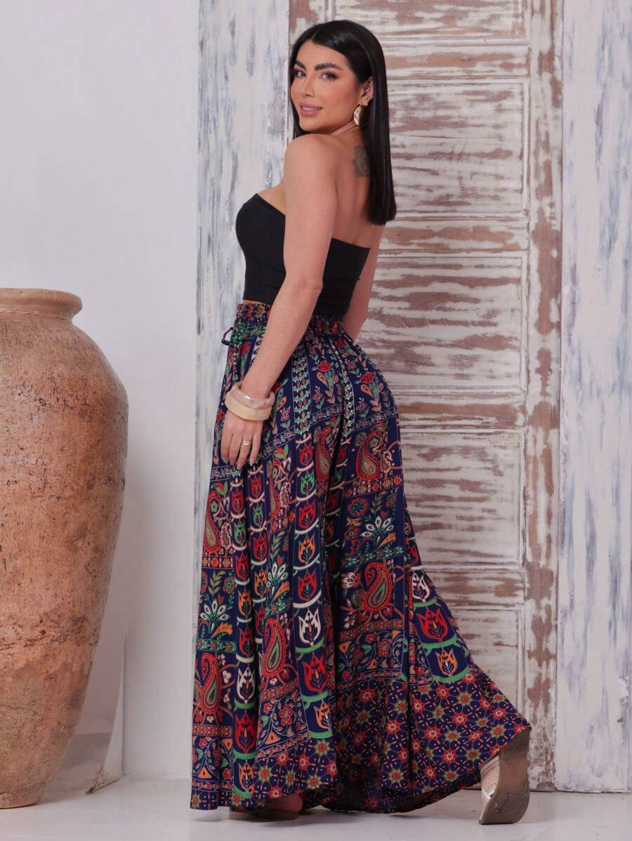 Calça Pantalona Patchwork - Indra Moda Indiana