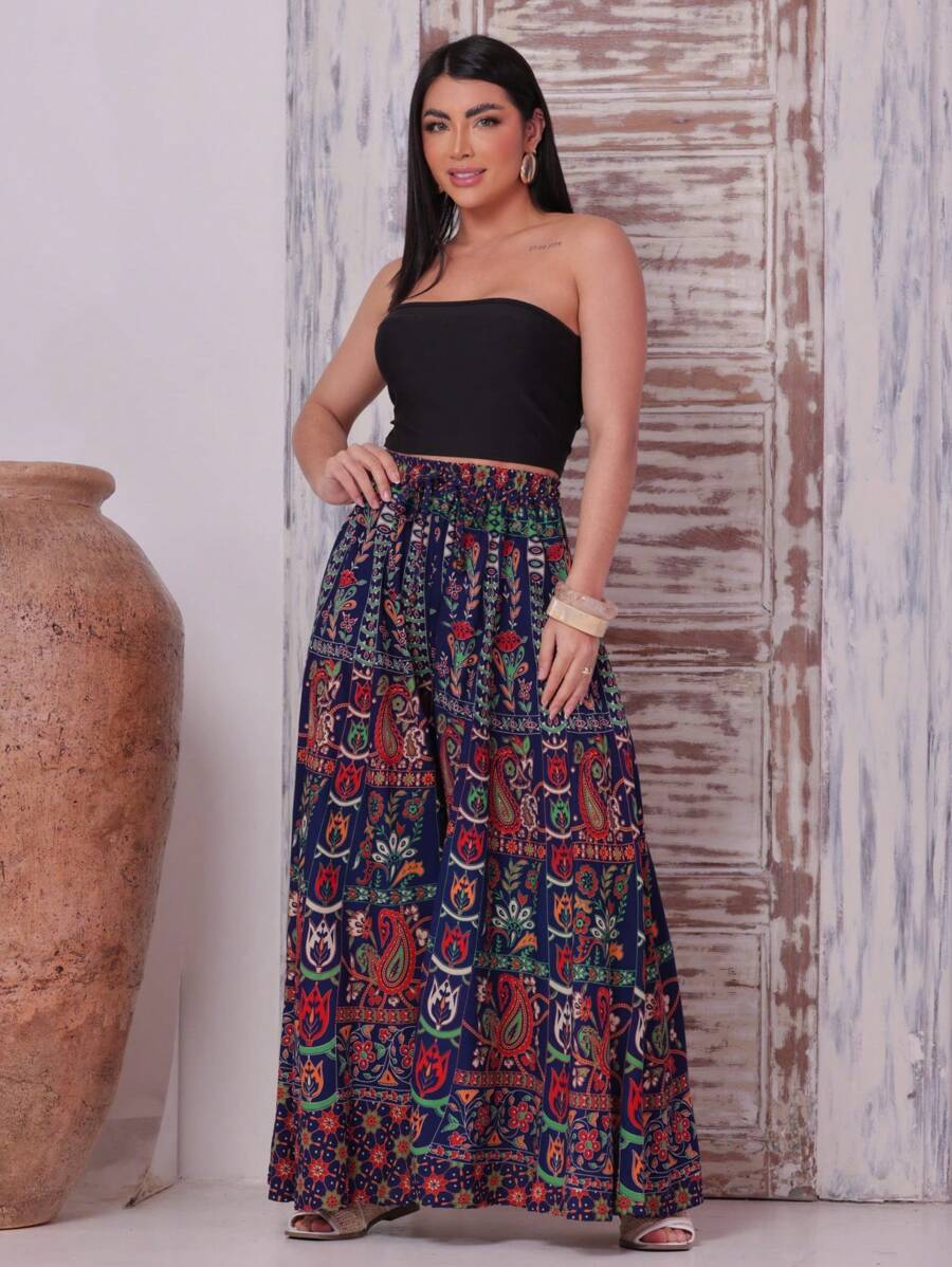 Calça Pantalona Patchwork - Indra Moda Indiana
