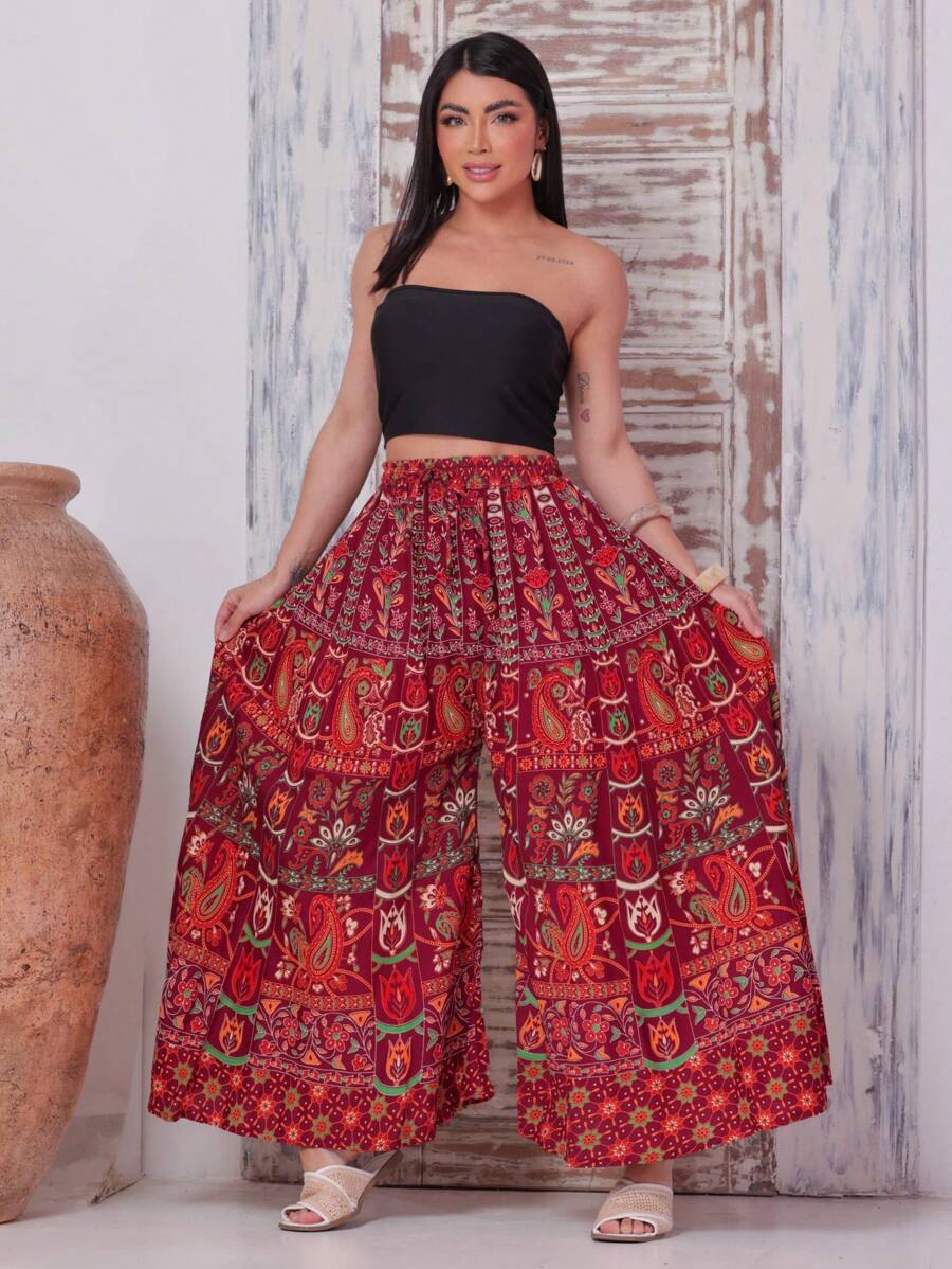 Calça Pantalona Patchwork - Indra Moda Indiana