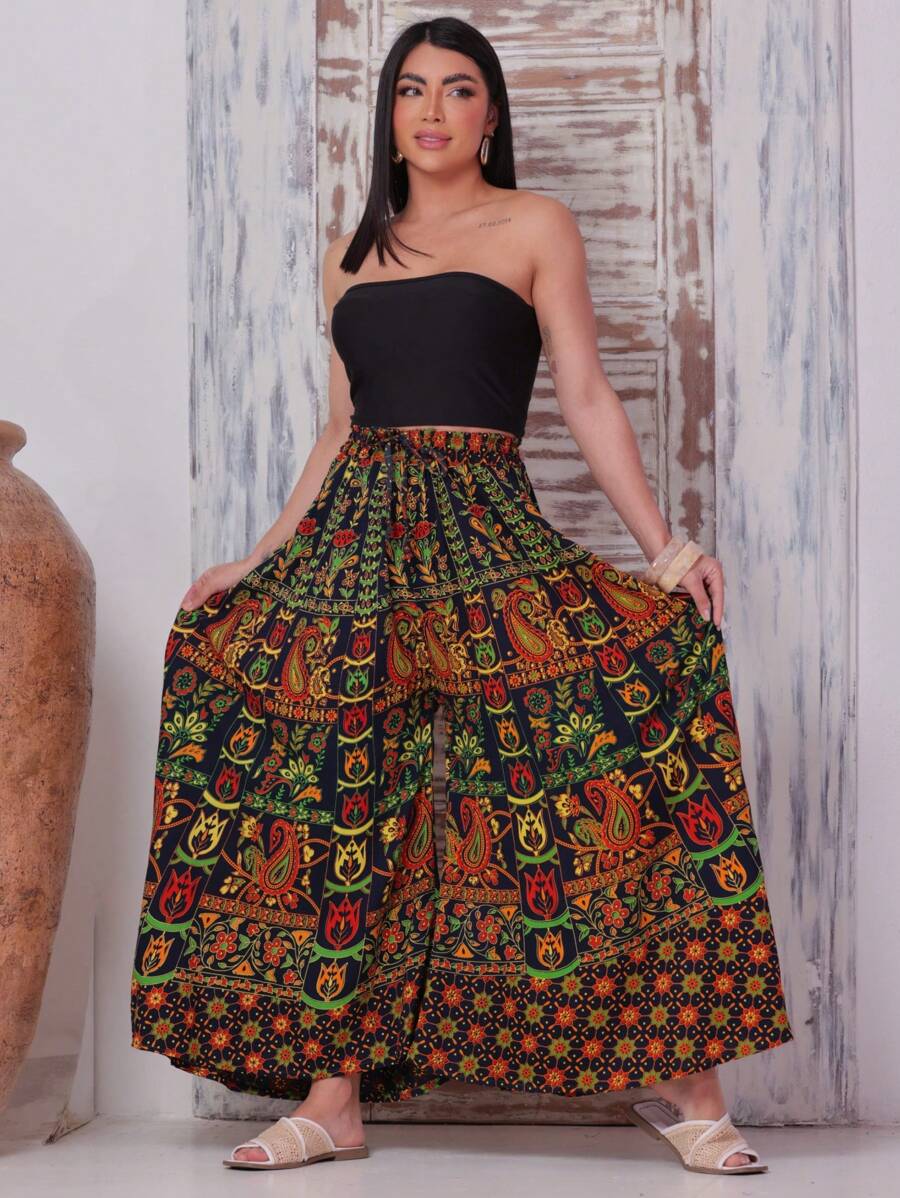 Calça Pantalona Patchwork - Indra Moda Indiana
