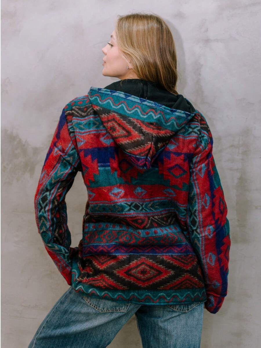 Casaco com capuz boho chic puno - Indra Moda Indiana