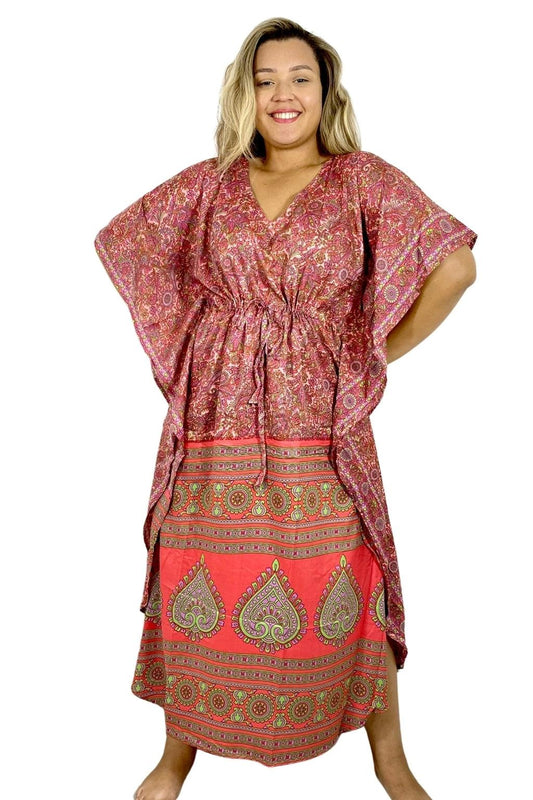 Kaftan Longa Seda Indiana Sonho Boho Coleção Premium 7932