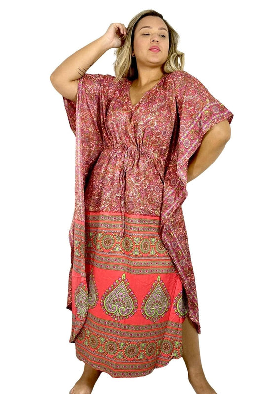 Kaftan Longa Seda Indiana Sonho Boho Coleção Premium 7932